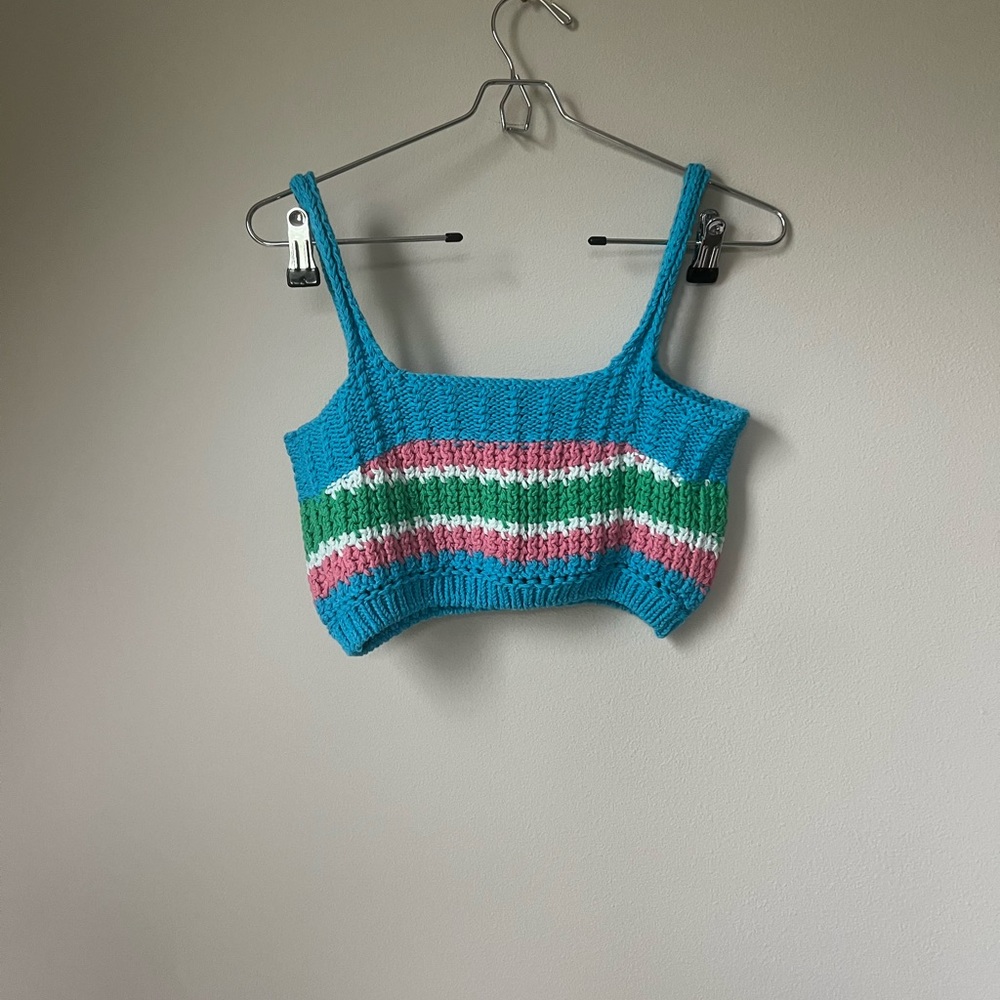 Zara crochet striped knit crop top s